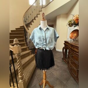 Zadig & Voltaire Black Lamb Leather Fringe Mini Skirt EU 36 | Statement Piece